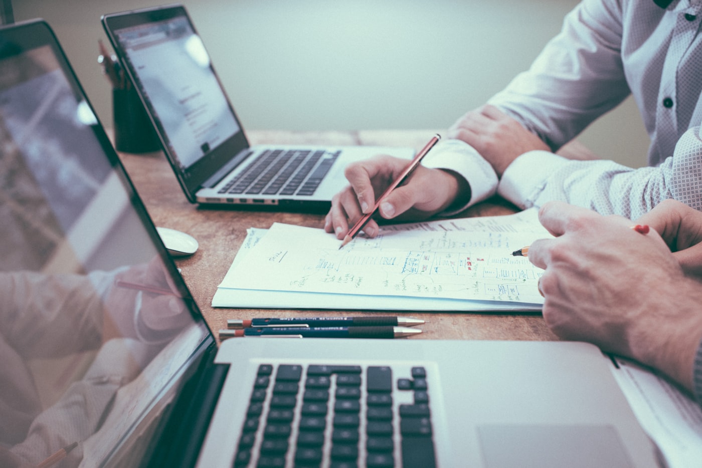 Planning documents on desk